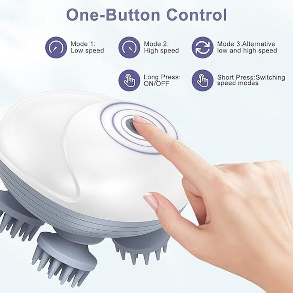 Head Massager, Scalp Massager for Hair Growth, 360 Degree Rotation, Detachable Heads, Kneading Massage Therapy, White
