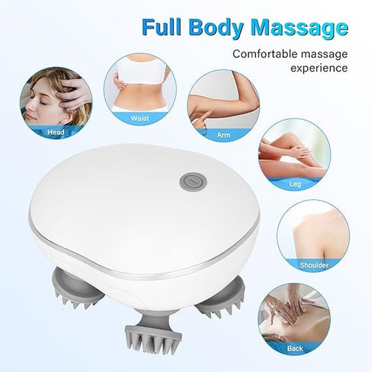 Head Massager, Scalp Massager for Hair Growth, 360 Degree Rotation, Detachable Heads, Kneading Massage Therapy, White